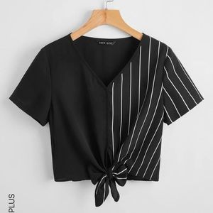 Plus knot Hem Stripped Top.